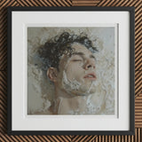 Slip n Slide - Subtle Homoerotic Wall Art Print / Canvas Framed Picture Man Submerged Milky Bubbly Liquid Milk, Slipping, Warm, Private