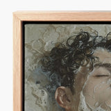 Framed Canvas Painting Close-up Dark Curly Hair Face Milk, Slipping, Warm, Private Ecstasies