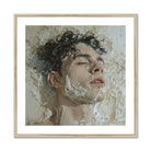 Slip n Slide - Subtle Homoerotic Wall Art Print, Framed Artistic Portrait Person Curly Dark Hair Closed