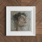 Slip n Slide Subtle Homoerotic Wall Art Print, Framed Portrait Painting Person Curly Hair Surrounded Water