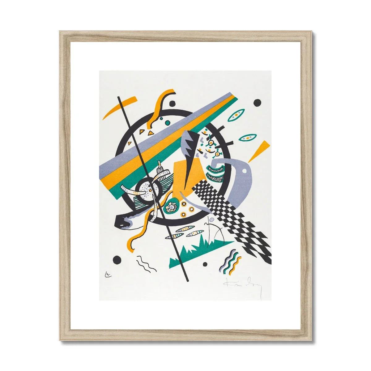 Small Worlds Iv Wassily Kandinsky Art Print, Abstract Artwork Geometric Shapes Lines Patterns Black Yellow