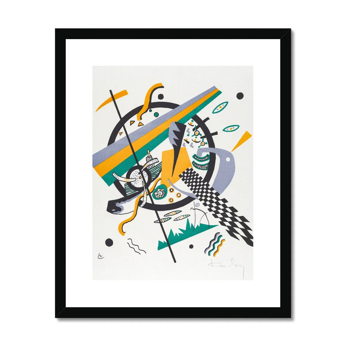 Small Worlds Iv Wassily Kandinsky Art Print, Abstract Artwork Geometric Shapes Lines Patterns Green Yellow