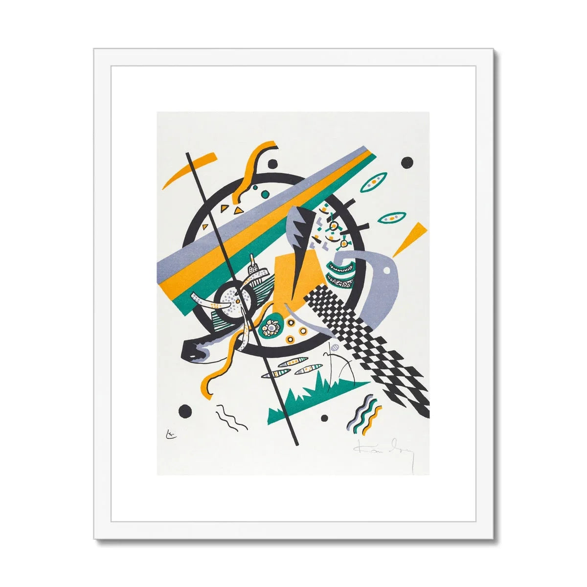 Small Worlds Iv Wassily Kandinsky Art Print, Abstract Geometric Artwork Shapes Lines Patterns Black Yellow