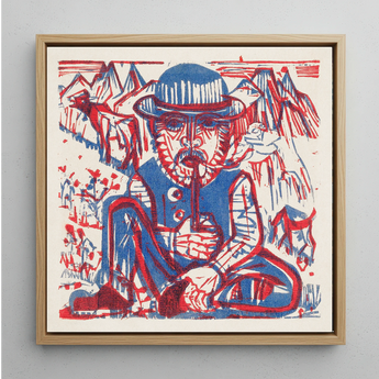 Smoking Peasant - Ernst Ludwig Kirchner Art Print / Canvas, 12x12’’ / 31x31cm / Natural Frame, Posters Prints & Visual Artwork, Toby Leon