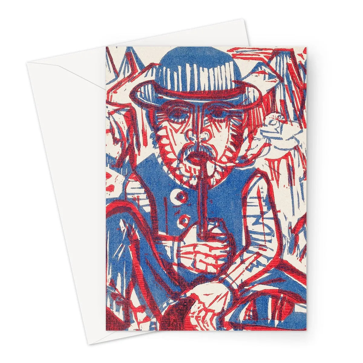 Smoking Peasant By Ernst Ludwig Kirchner Greeting Card - A5 Portrait / 1 Card - Greeting & Note Cards - Aesthetic Art