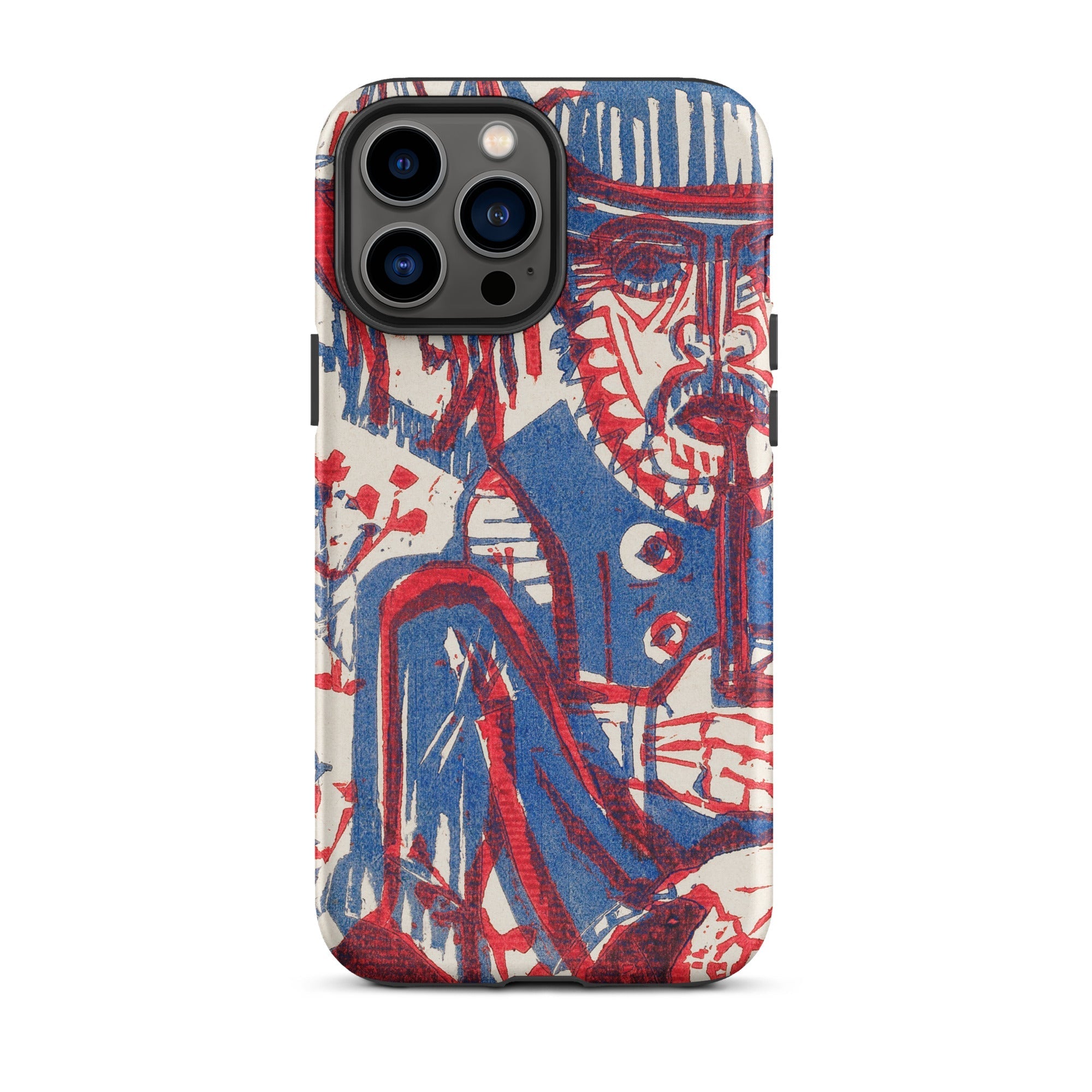 Smoking Peasant Ernst Ludwig Kirchner Iphone Case, 13 Pro Max / Matte, Iphone Case Blue Red Abstract Design