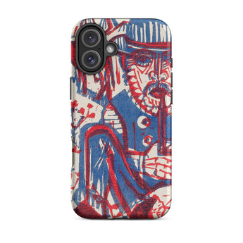 Smoking Peasant - Ernst Ludwig Kirchner Iphone Case, 16 Plus / Matte, Phone Case Red Blue Abstract Design