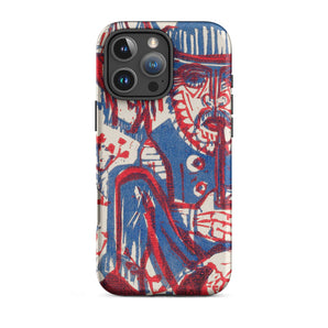 Smoking Peasant - Ernst Ludwig Kirchner Iphone Case, 16 Pro Max / Matte, Iphone Case Blue Red Abstract Design