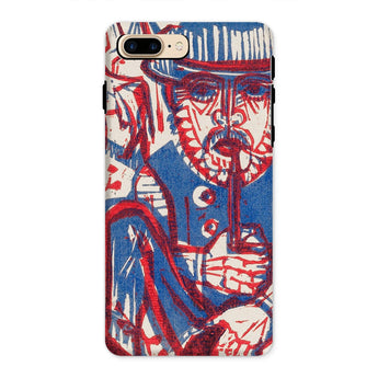 Smoking Peasant - Ernst Ludwig Kirchner Iphone Case, 8 Plus / Matte, Phone Case Red Blue Abstract Design