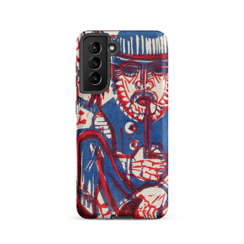 Smoking Peasant - Ernst Ludwig Kirchner Samsung Case, Galaxy S21 / Matte, Smartphone Case Red Blue Abstract Portrait Man Hat