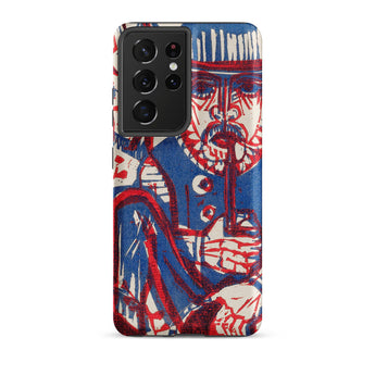 Smoking Peasant - Ernst Ludwig Kirchner Samsung Case, Galaxy S21 Ultra / Matte, Smartphone Blue Red Abstract Art Case