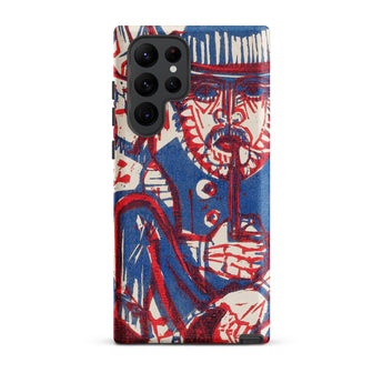 Smoking Peasant - Ernst Ludwig Kirchner Samsung Case, Galaxy S22 Ultra / Matte, Phone Case Blue Red Abstract Design