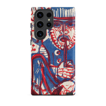 Smoking Peasant - Ernst Ludwig Kirchner Samsung Case, Galaxy S23 Ultra / Matte, Smartphone Case Blue Red Abstract Art Design Person