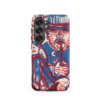 Smoking Peasant - Ernst Ludwig Kirchner Samsung Case, Galaxy S25 / Matte, Smartphone Blue Red Abstract Art Design Case