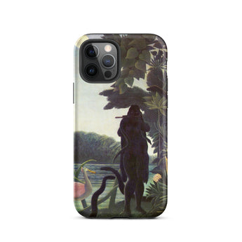 The Snake Charmer - Henri Rousseau Phone Case Iphone 12 Pro / Matte Phone Case Dark Silhouetted Figure Flute Amidst Lush Henri Rousseau