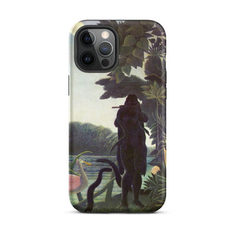 The Snake Charmer - Henri Rousseau Phone Case Iphone 12 Pro Max / Matte Phone Case Detailed Illustration Dark Silhouetted Figure Flute