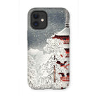 Snow at Asakusa - Takahashi Shōtei Shin-hanga Iphone Case, 12 Mini / Matte, Phone Case Japanese Winter Scene Pagoda Snow-covered Trees