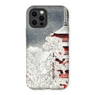 Snow at Asakusa - Takahashi Shōtei Shin-hanga Iphone Case, 12 Pro / Matte, Phone Case Snowy Japanese Pagoda Scene