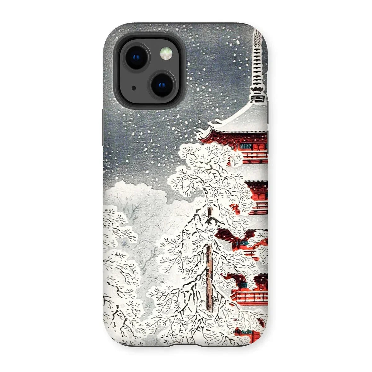 Snow at Asakusa - Takahashi Shōtei Shin-hanga Iphone Case, 13 / Matte, Phone Case Japanese Winter Scene Pagoda Snow-covered Trees