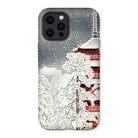 Snow at Asakusa - Takahashi Shōtei Shin-hanga Iphone Case, 13 Pro Max / Matte, Iphone Case Japanese Winter Scene Pagoda Snow-covered Trees