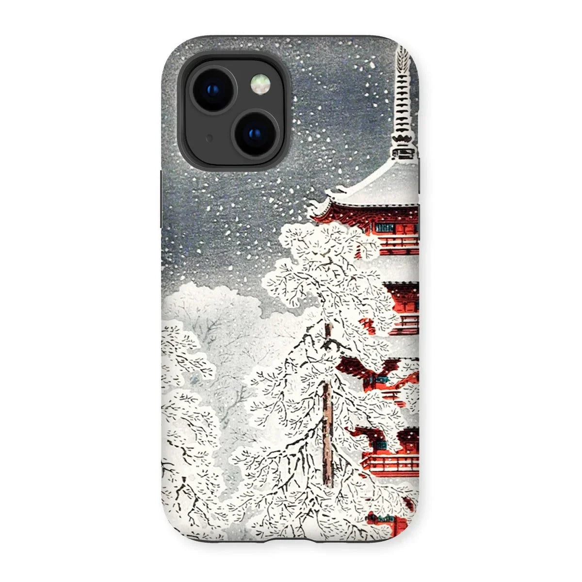 Snow at Asakusa - Takahashi Shōtei Shin-hanga Iphone Case, 14 / Matte, Phone Case Japanese Winter Scene Pagoda Snow-covered Trees
