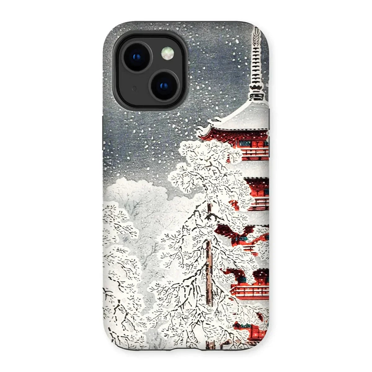 Snow at Asakusa - Takahashi Shōtei Shin-hanga Iphone Case, 14 Plus / Matte, Iphone Case Japanese Winter Scene Snow-covered Pagoda Trees