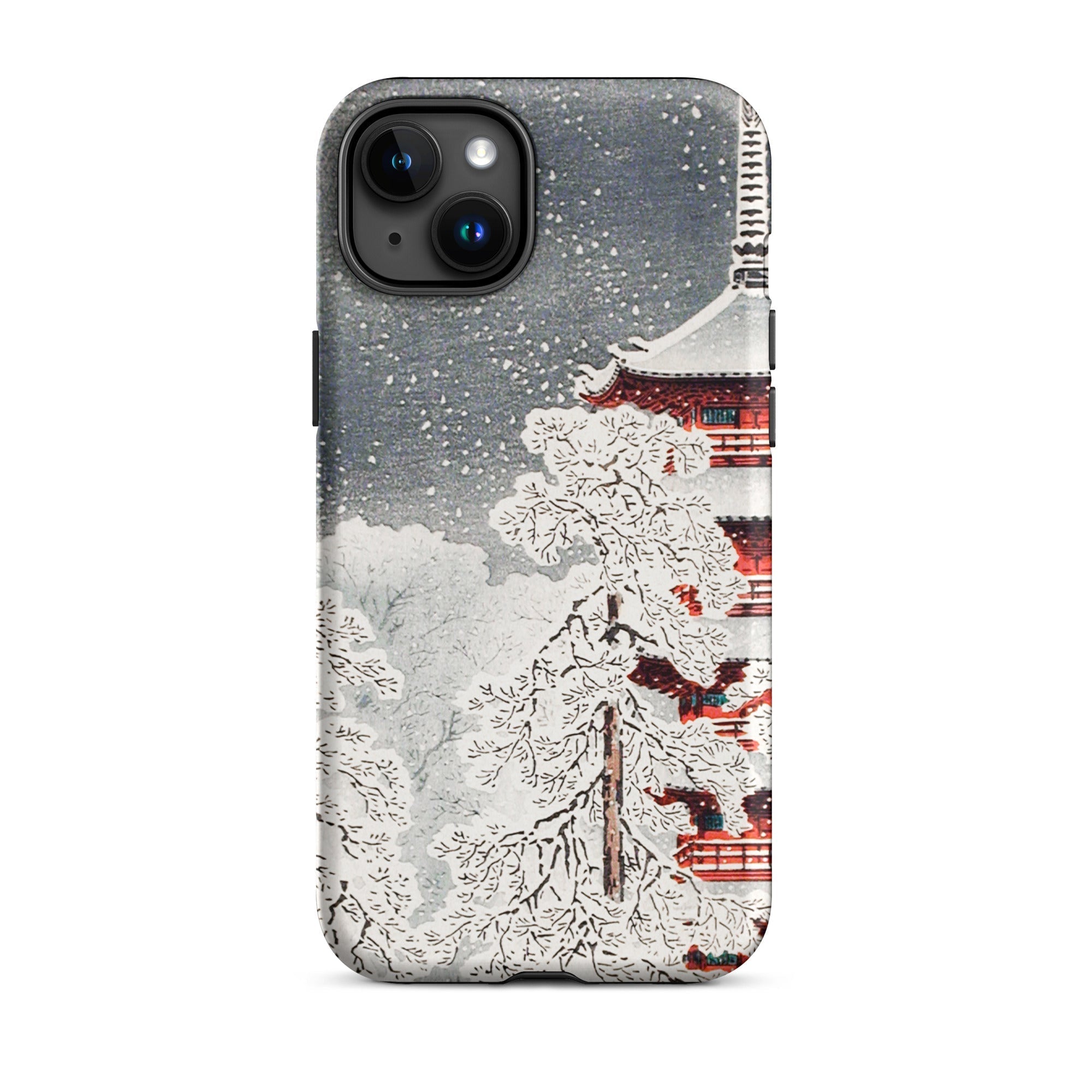 Snow at Asakusa Takahashi Shōtei Shin Hanga Iphone Case, 15 Plus / Matte, Phone Case Snowy Pagoda Design