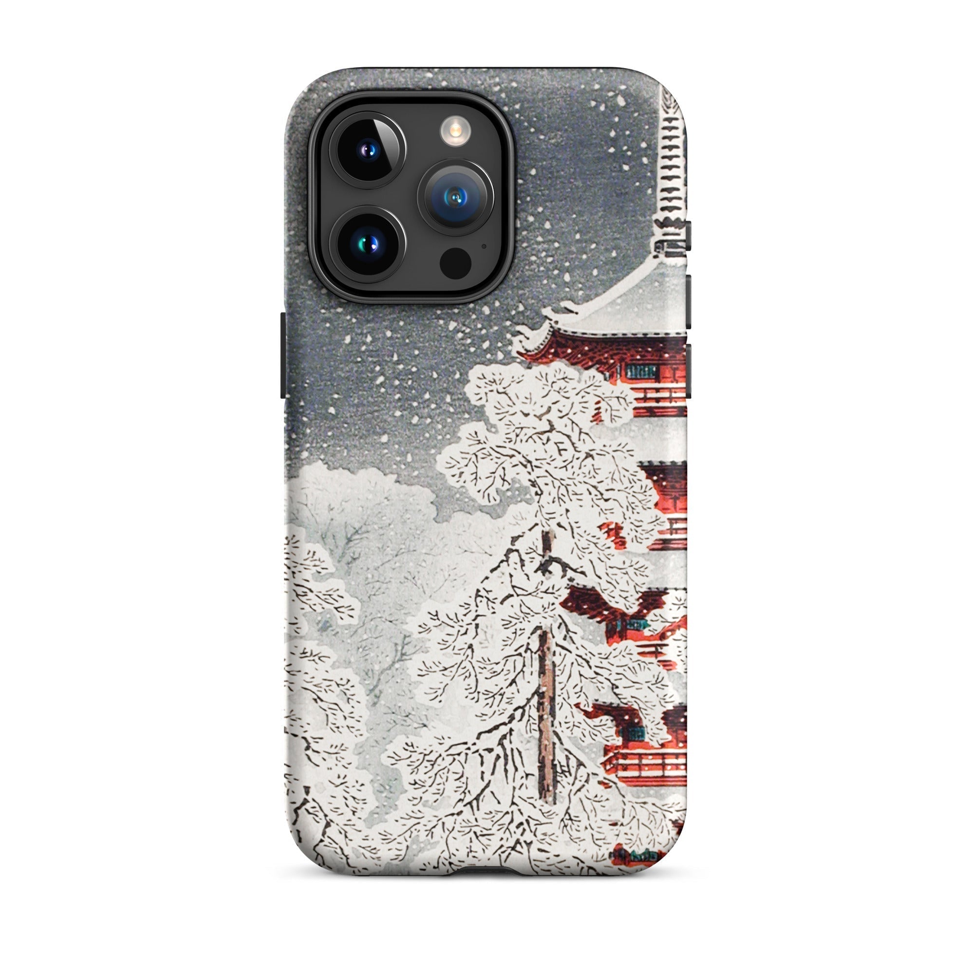 Snow at Asakusa Takahashi Shōtei Shin Hanga Iphone Case, 15 Pro Max / Matte, Phone Case Snowy Pagoda Design