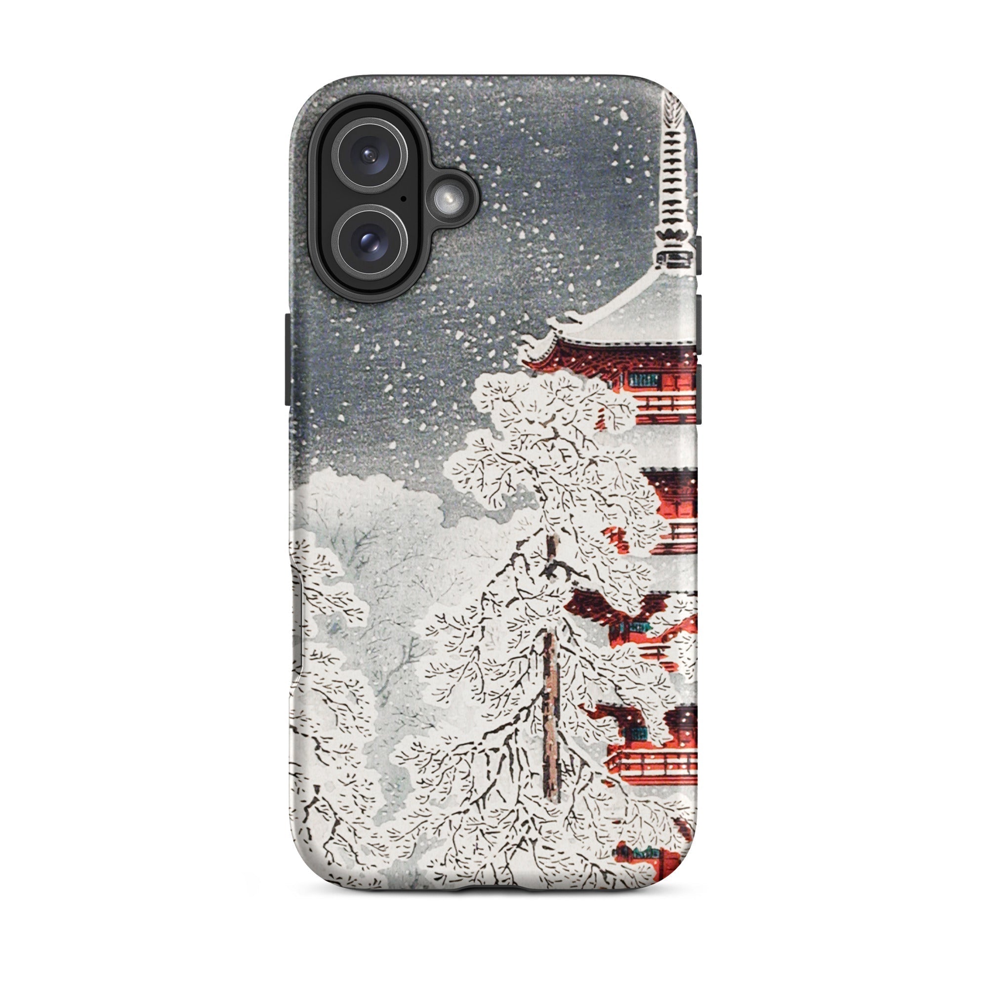 Snow at Asakusa Takahashi Shōtei Shin Hanga Iphone Case, 16 Plus / Matte, Phone Case Snowy Pagoda Design