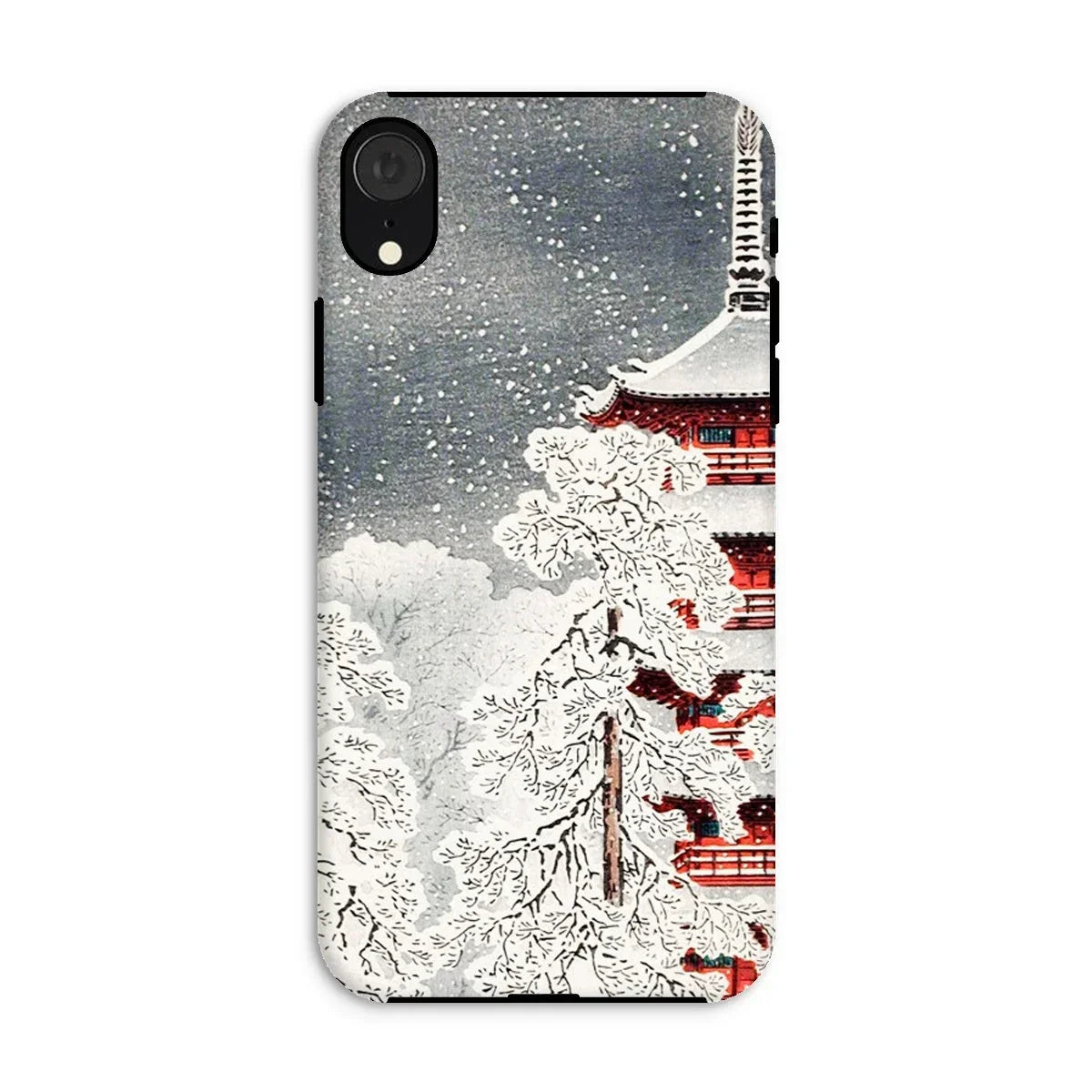 Snow at Asakusa - Takahashi Shōtei Shin-hanga Iphone Case, Xr / Matte, Phone Case Japanese Winter Scene Pagoda Snow-covered Trees