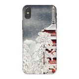 Snow at Asakusa - Takahashi Shōtei Shin-hanga Phone Case Iphone x / Matte Phone Case Japanese Pagoda Snowy Winter Scene Takahashi Shōtei,