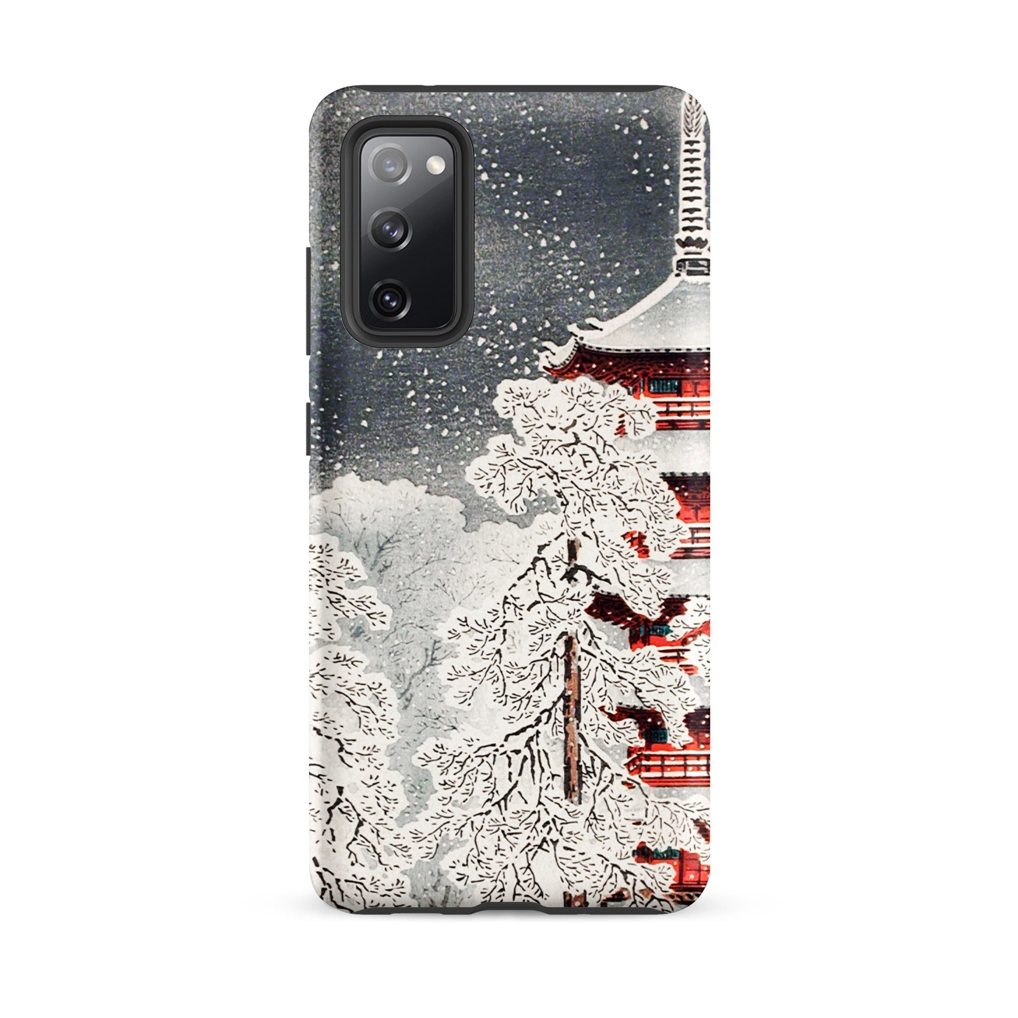 Snow at Asakusa Takahashi Shōtei Shin Hanga Samsung Case, Galaxy S20 Fe / Matte, Smartphone Case Japanese Pagoda Snowy Trees