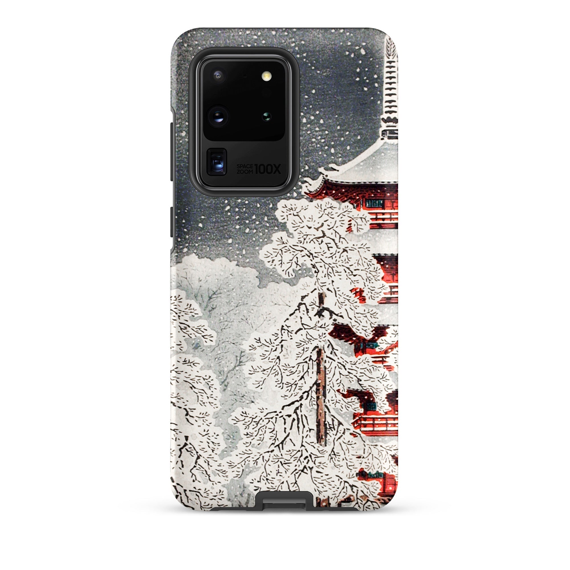 Snow at Asakusa Takahashi Shōtei Shin Hanga Samsung Case, Galaxy S20 Ultra / Matte, Smartphone Winter Landscape Case Snowy Japanese Pagoda