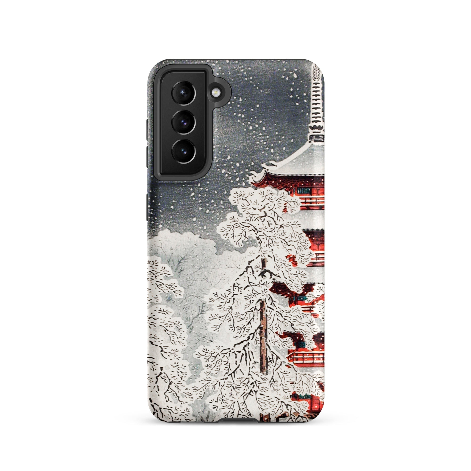 Snow at Asakusa Takahashi Shōtei Shin Hanga Samsung Case, Galaxy S21 / Matte, Phone Case Japanese Temple Snowy Trees Design