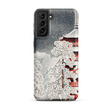 Snow at Asakusa - Takahashi Shōtei Shin-hanga Samsung Case, Galaxy S21 Plus / Matte, Phone Case Winter Landscape Red Pagoda Snow-covered