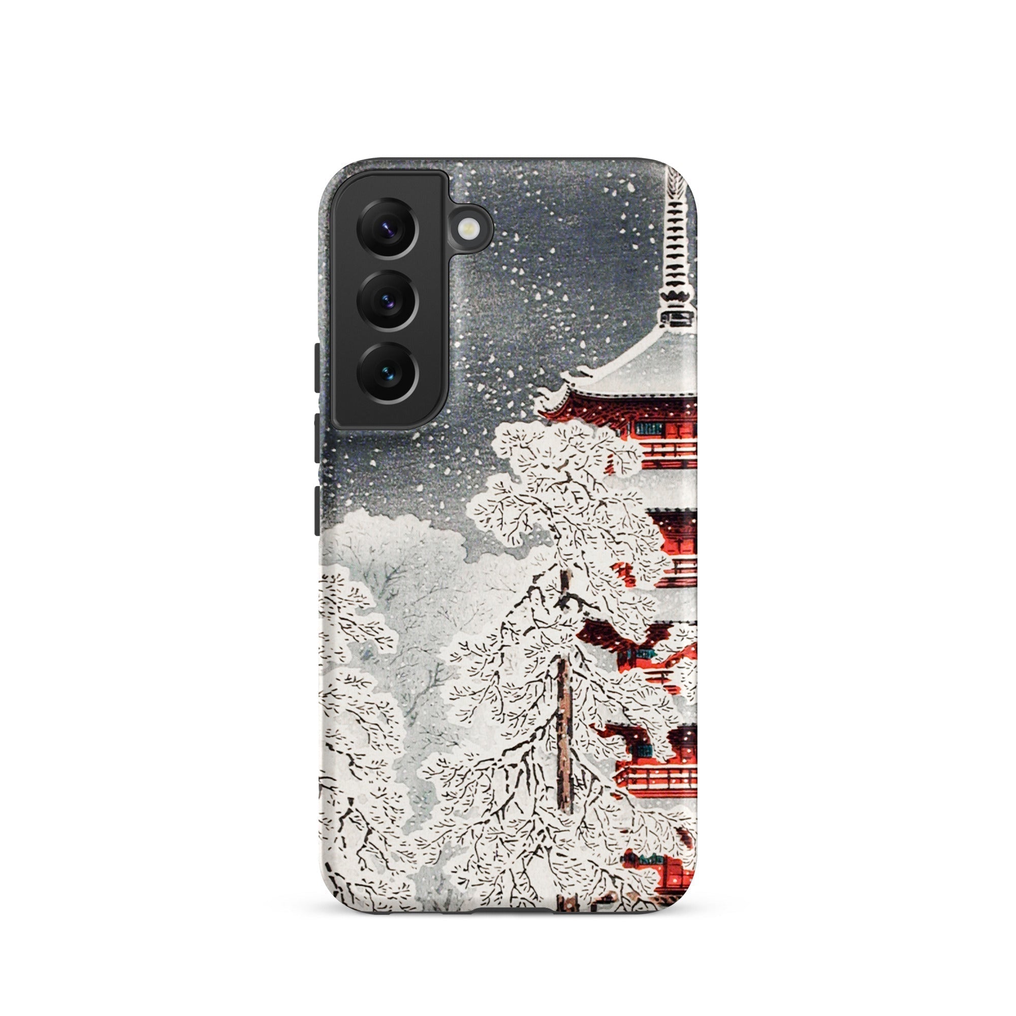 Snow at Asakusa Takahashi Shōtei Shin Hanga Samsung Case, Galaxy S22 / Matte, Phone Case Winter Scene Pagoda Snow Covered Trees