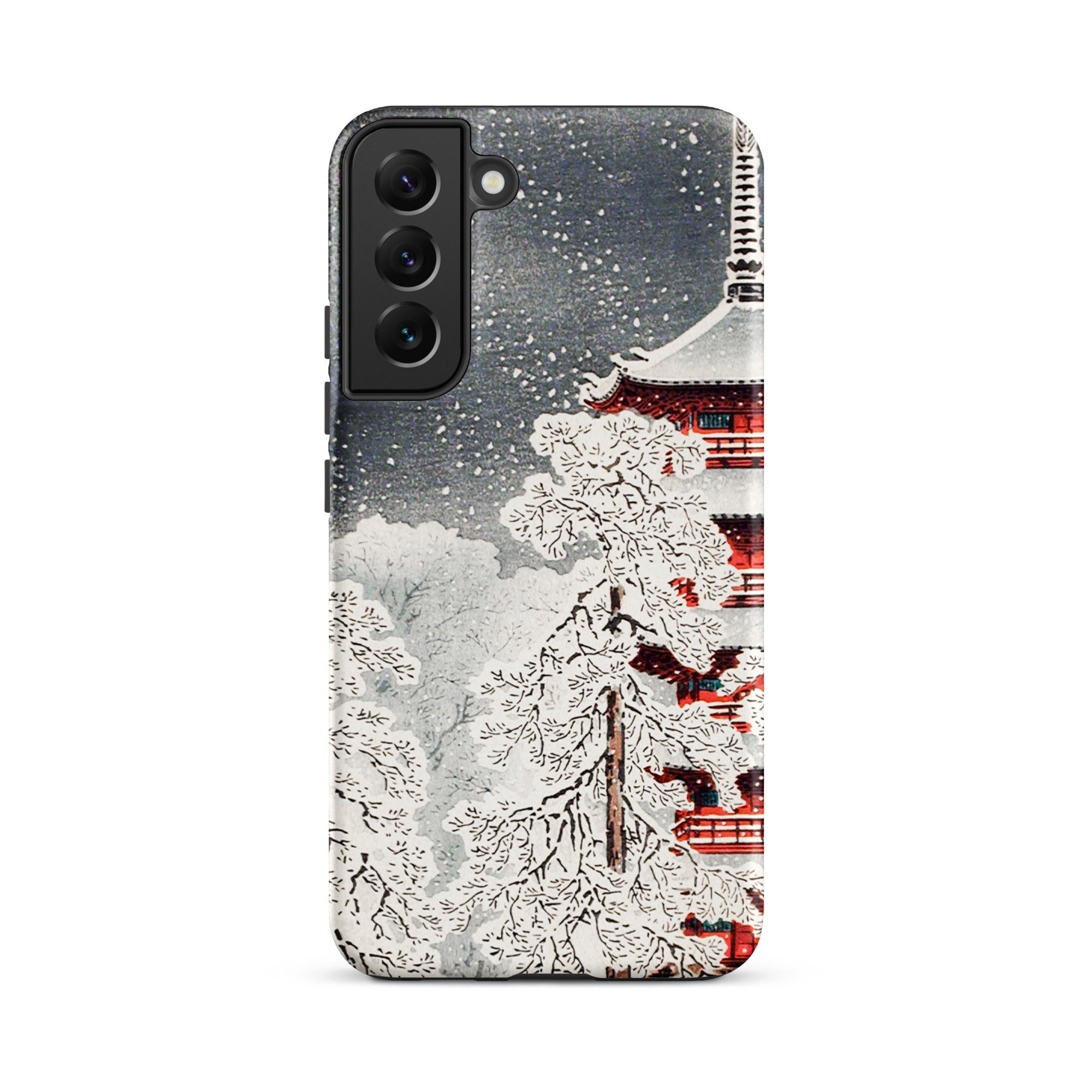 Snow at Asakusa Takahashi Shōtei Shin Hanga Samsung Case, Galaxy S22 Plus / Matte, Smartphone Case Snow Covered Japanese Pagoda Trees
