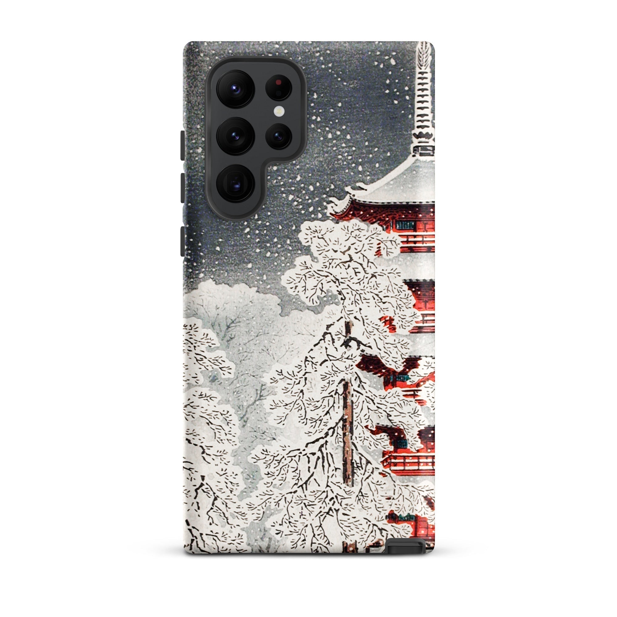 Snow at Asakusa Takahashi Shōtei Shin Hanga Samsung Case, Galaxy S22 Ultra / Matte, Phone Case Snow Covered Japanese Pagoda Trees