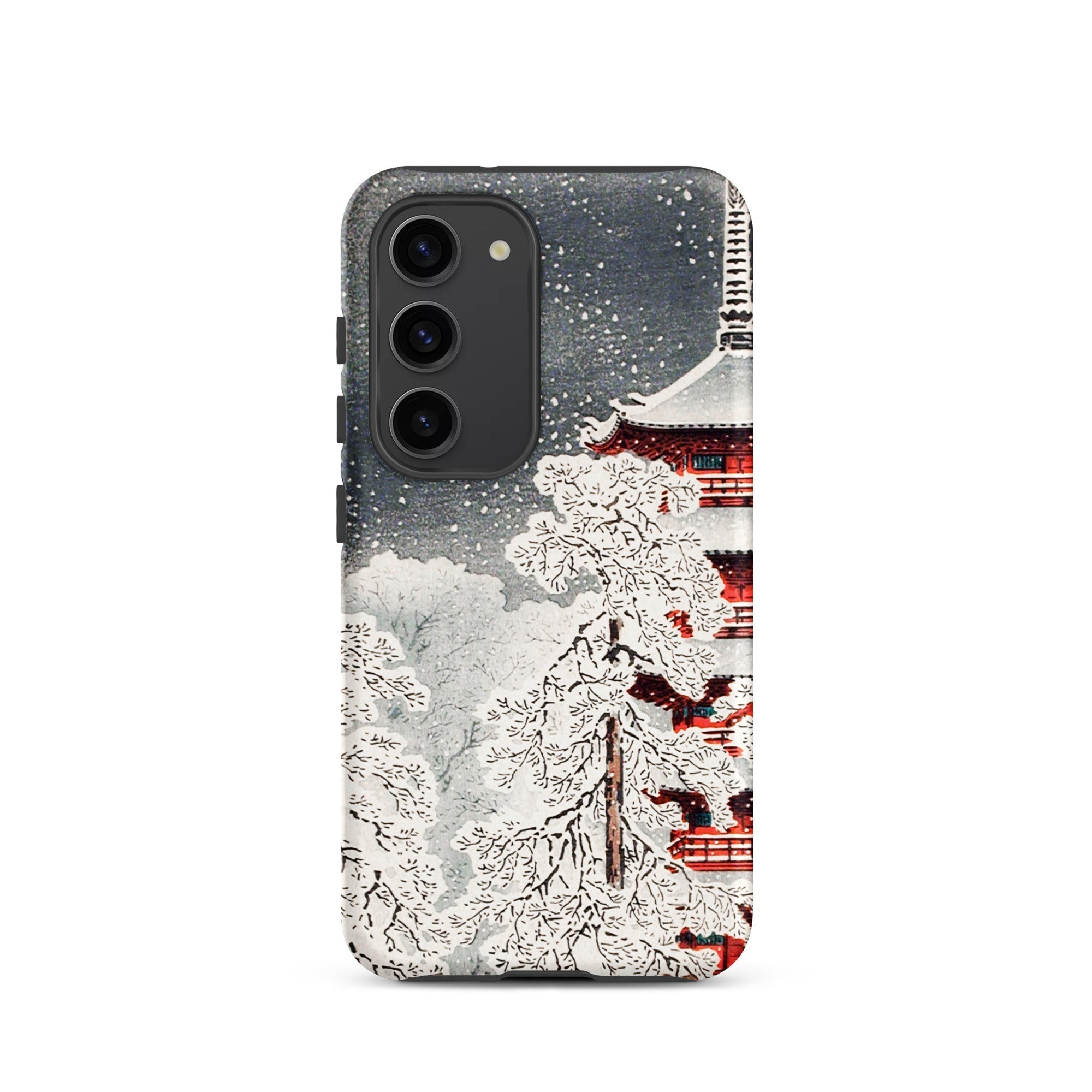 Snow at Asakusa Takahashi Shōtei Shin Hanga Samsung Case, Galaxy S23 / Matte, Smartphone Case Japanese Style Winter Landscape Pagoda Snow