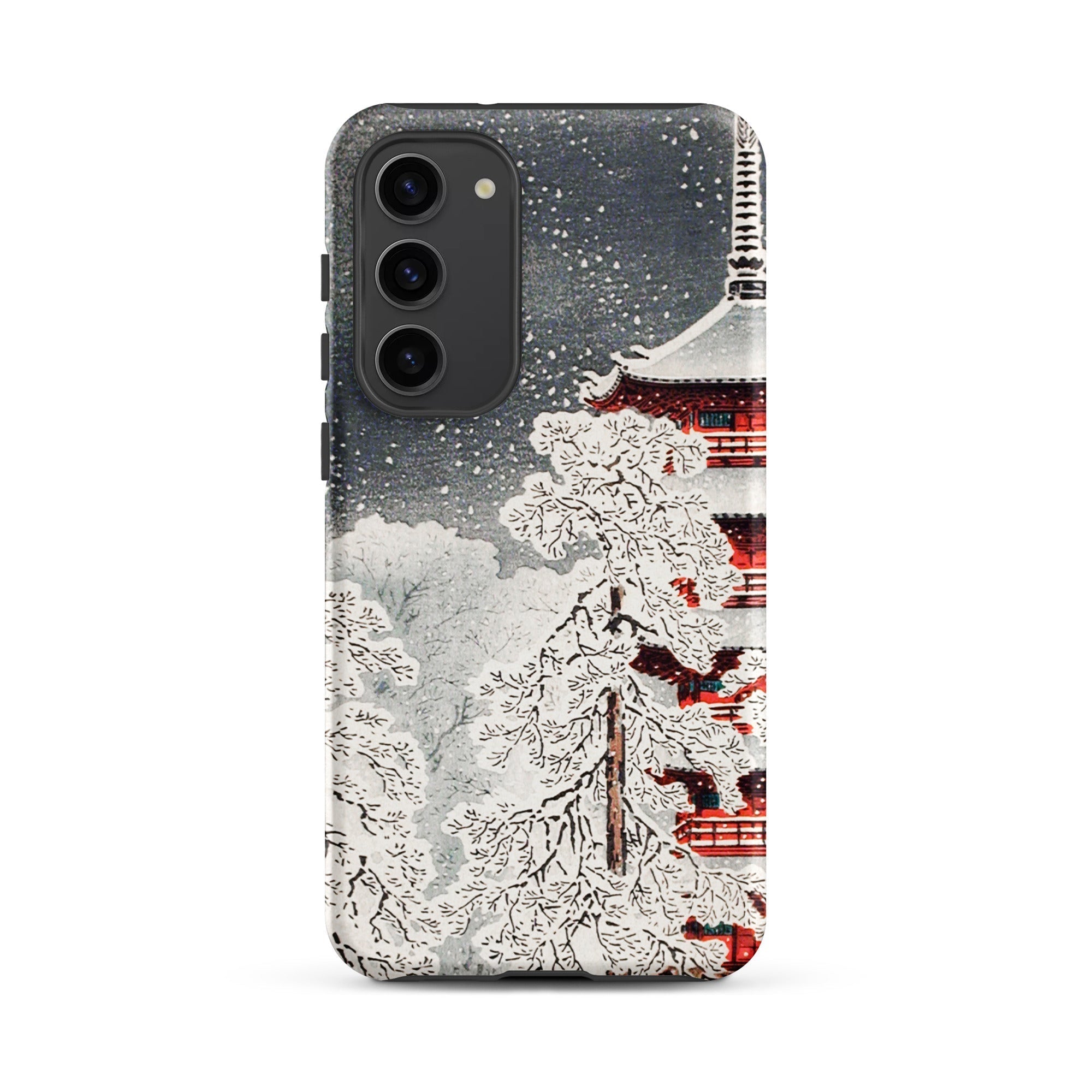 Snow at Asakusa Takahashi Shōtei Shin Hanga Samsung Case, Galaxy S23 Plus / Matte, Smartphone Case Japanese Style Winter Landscape Pagoda