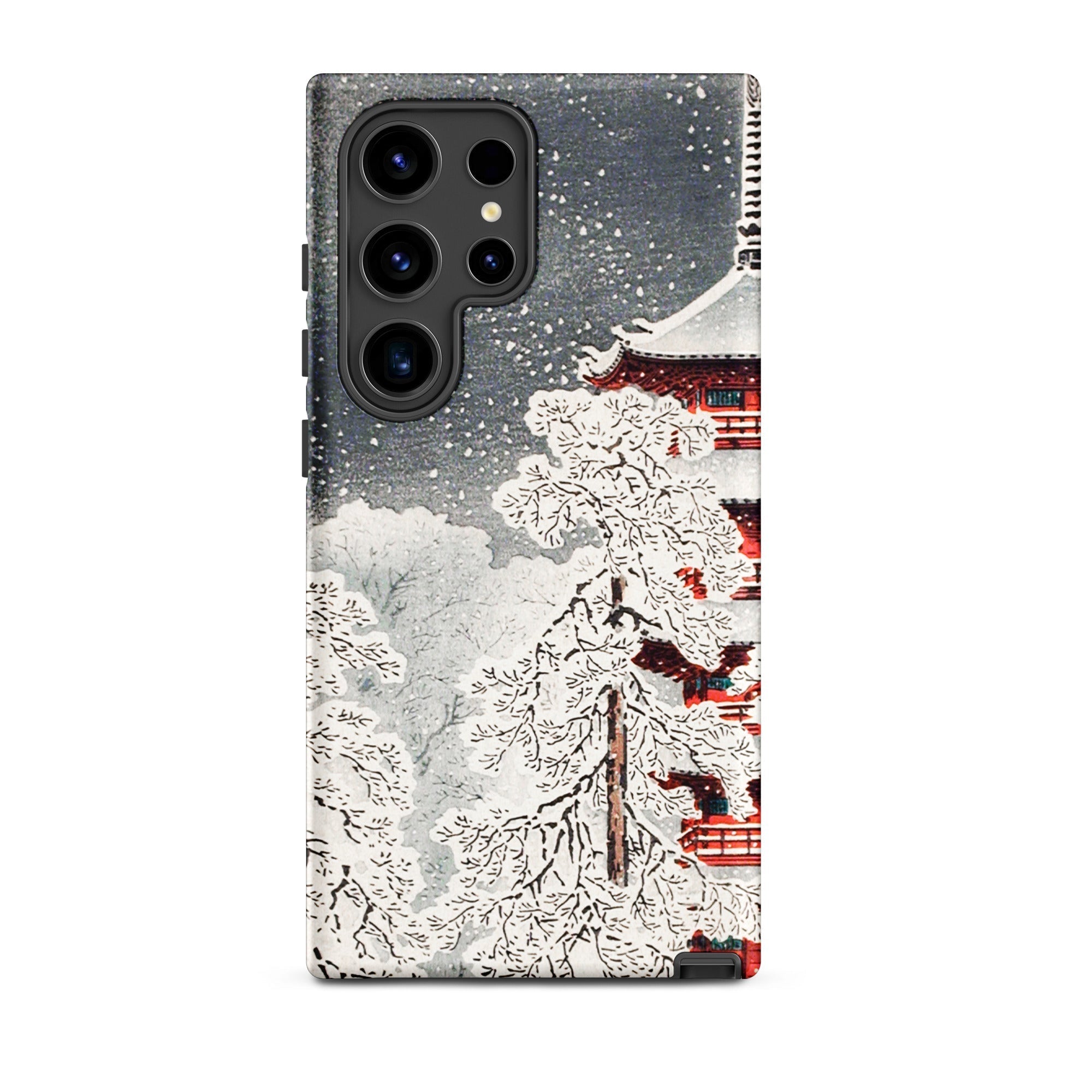 Snow at Asakusa Takahashi Shōtei Shin Hanga Samsung Case, Galaxy S24 Ultra / Matte, Phone Case Snowy Japanese Temple Scene