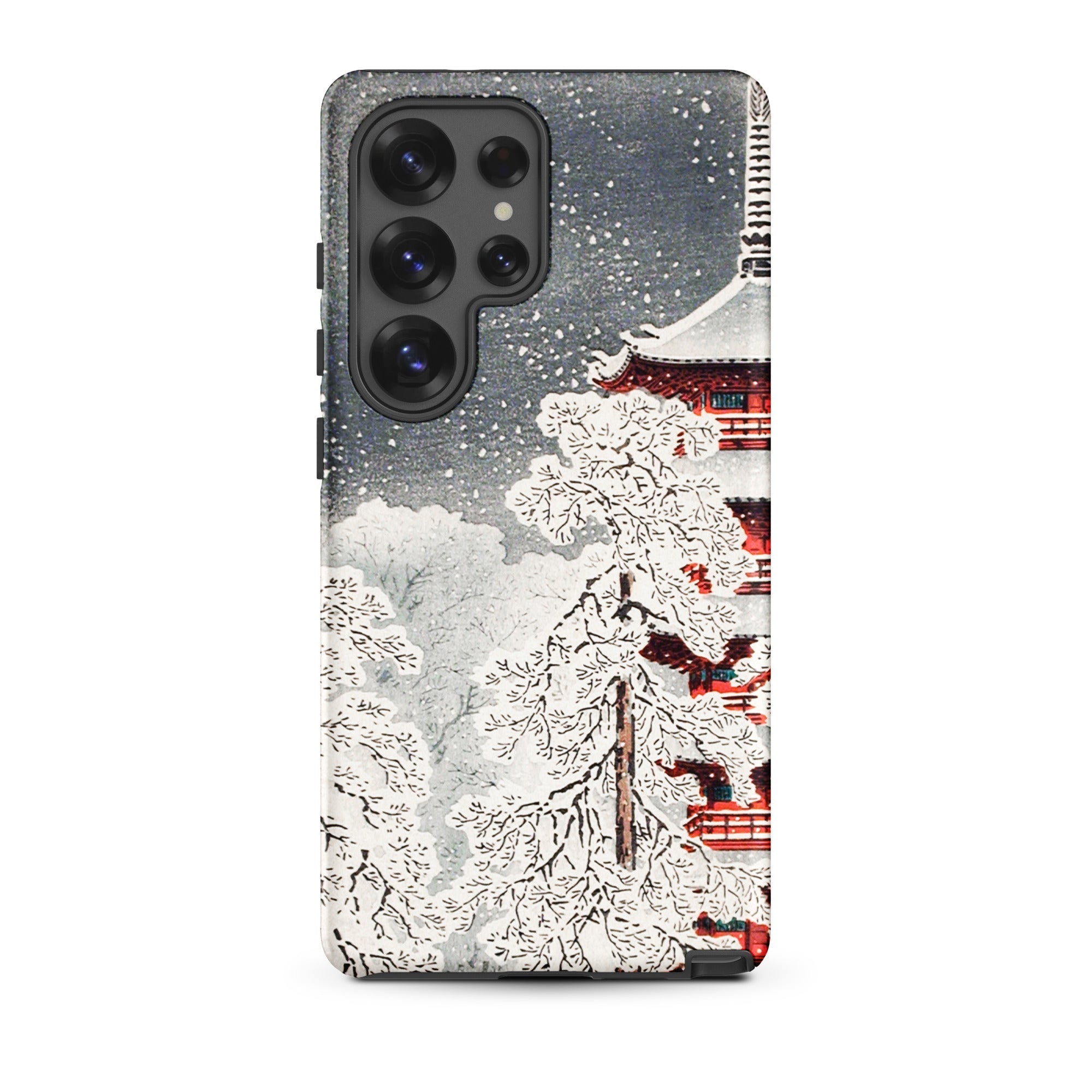 Snow at Asakusa Takahashi Shōtei Shin Hanga Samsung Case, Galaxy S25 Ultra / Matte, Smartphone Case Snowy Japanese Temple Trees Design