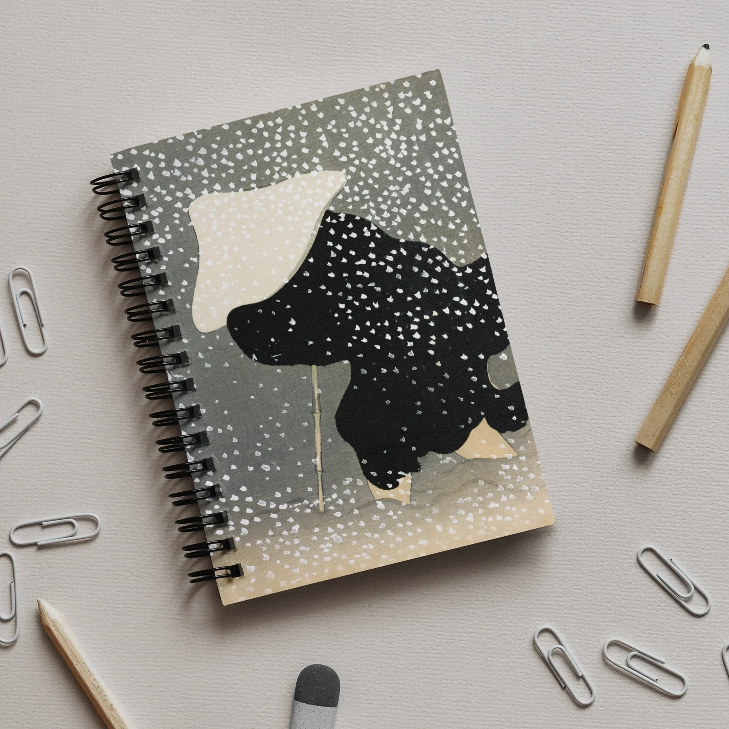 Snow - Kamisaka Sekka Japanese Winter Scene Notebook Notebooks & Notepads