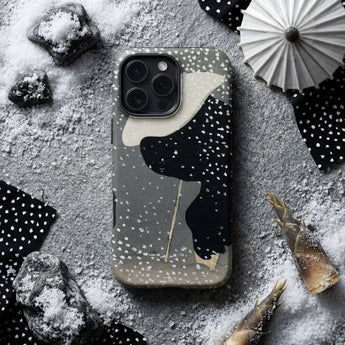 Snow - Kamisaka Sekka Meiji Art Phone Case Gray Phone Case Black White Abstract Illustration Figure Kamisaka Sekka, Japanese Meiji Art,