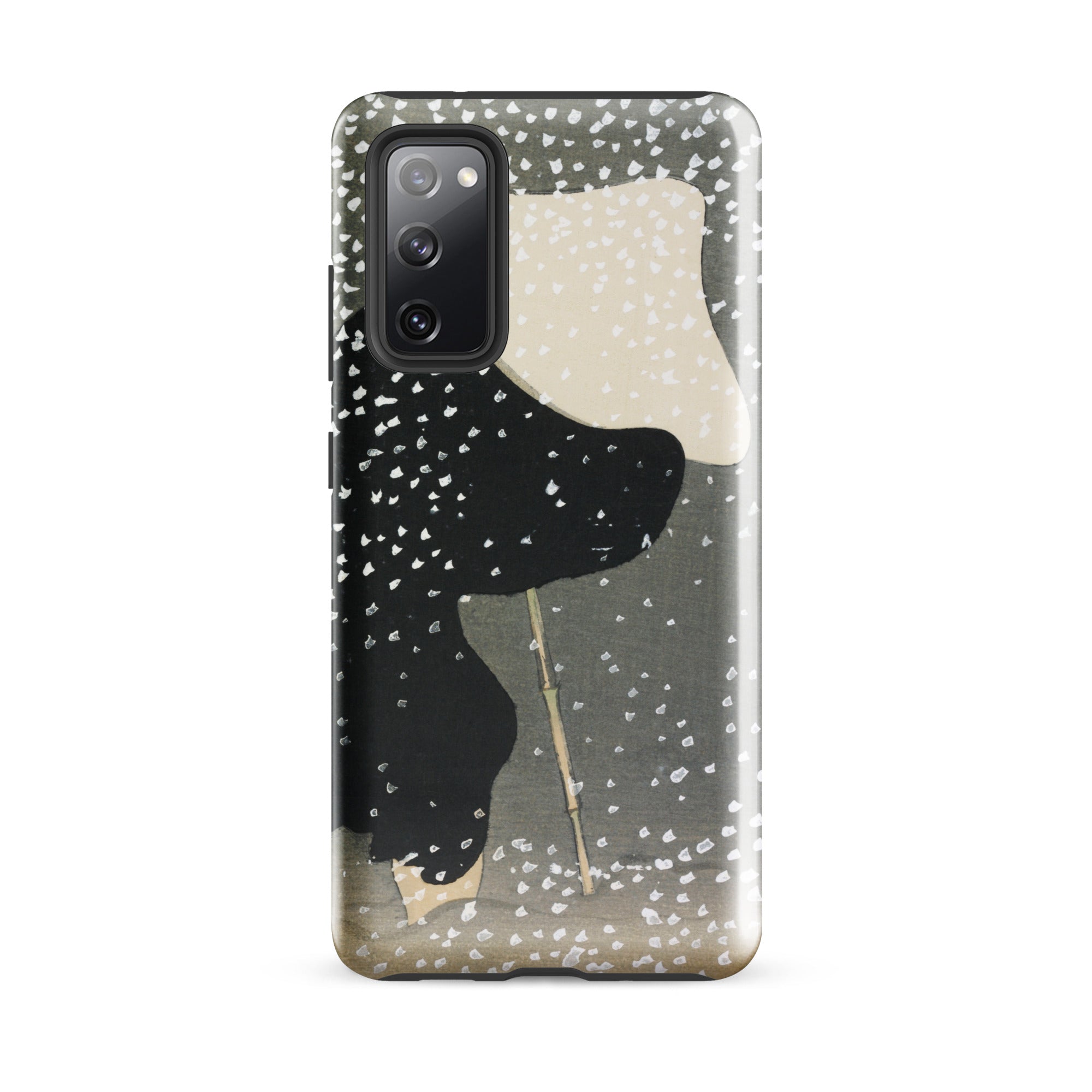 Snow Kamisaka Sekka Meiji Art Samsung Case, Galaxy S20 Fe / Matte, Black White Camouflage Patterned Phone Case Clear Glitter Like Overlay