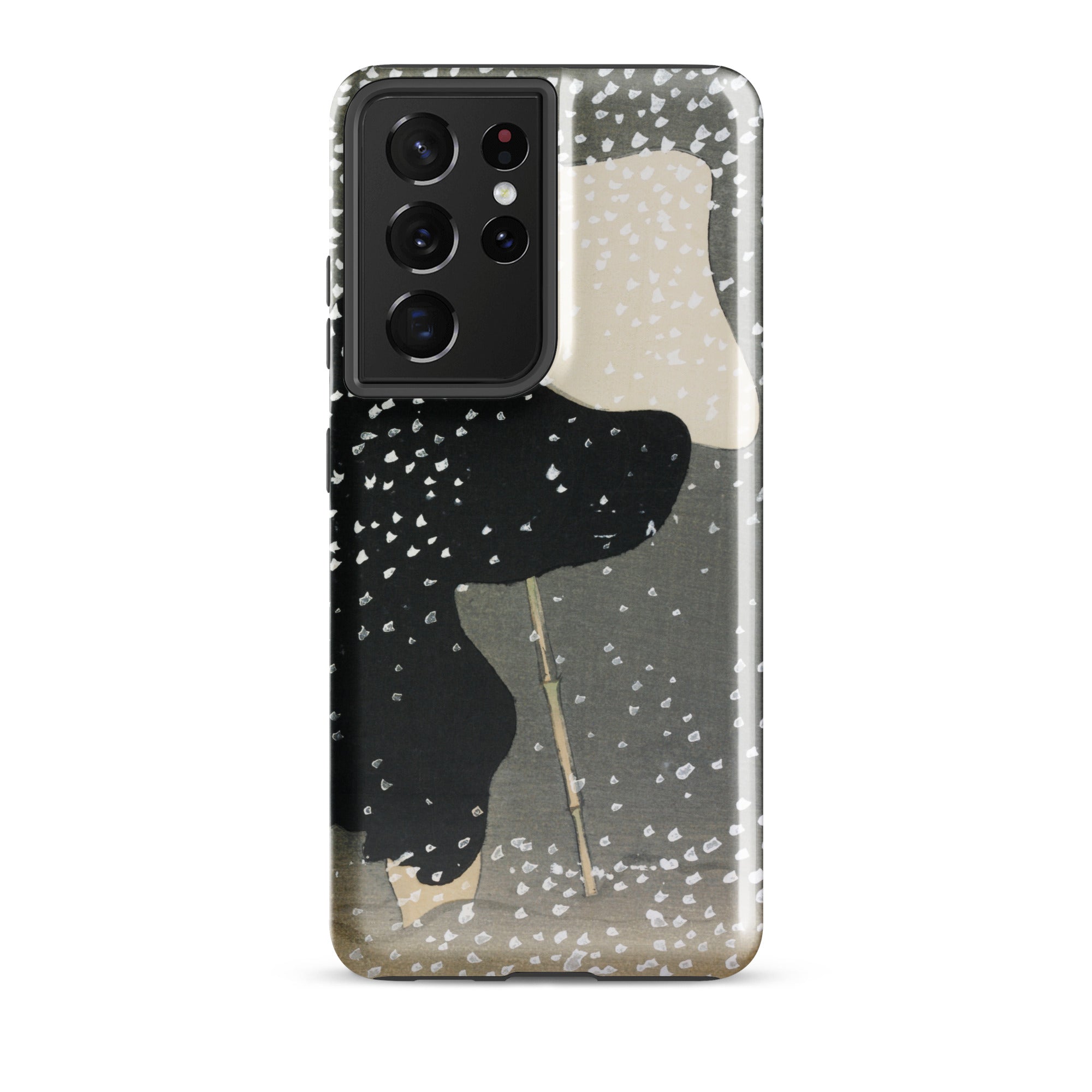 Snow Kamisaka Sekka Meiji Art Samsung Case, Galaxy S21 Ultra / Matte, Black White Patterned Smartphone Case Quad Camera Cutout
