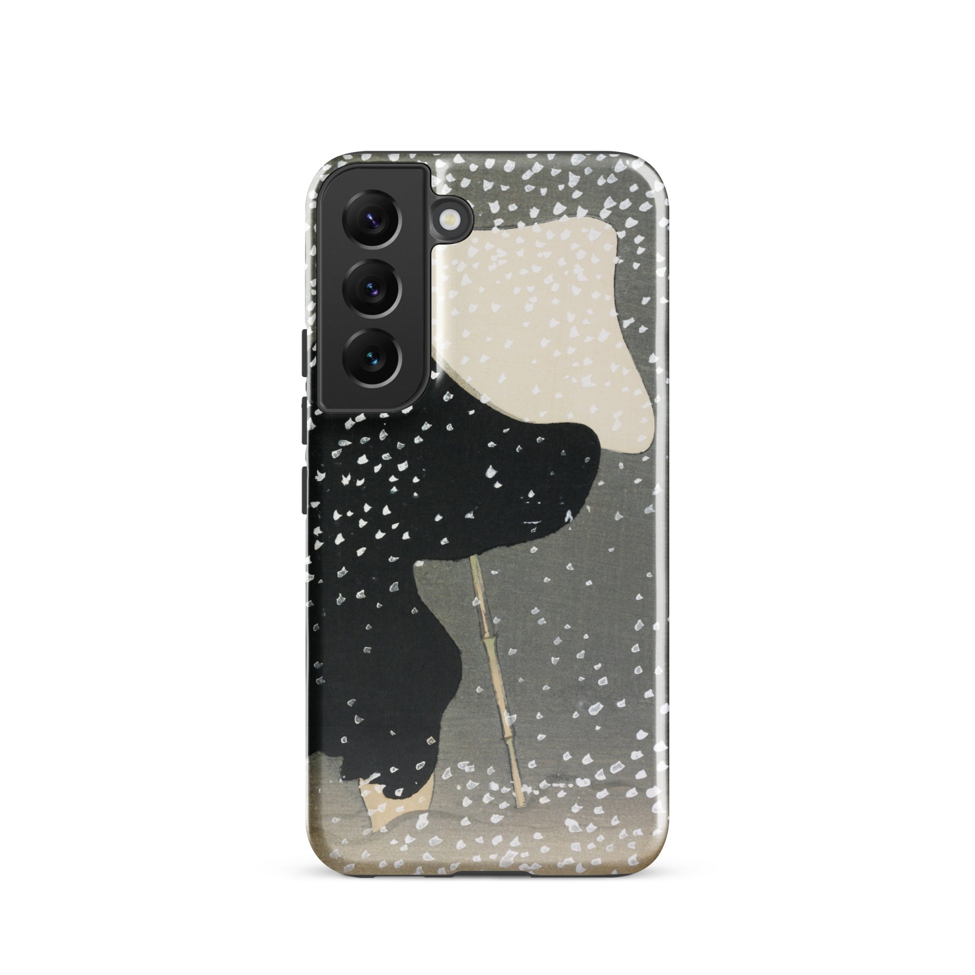 Snow Kamisaka Sekka Meiji Art Samsung Case, Galaxy S22 / Matte, Smartphone Clear Case Black White Gray Abstract Pattern
