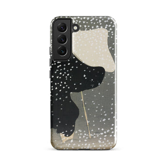 Snow - Kamisaka Sekka Meiji Art Samsung Case, Galaxy S22 Plus / Matte, Black White Smartphone Case Abstract Design Person Umbrella