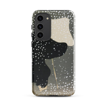Snow - Kamisaka Sekka Meiji Art Samsung Case, Galaxy S23 Plus / Matte, Black Smartphone Decorative Case White Abstract Design Speckles