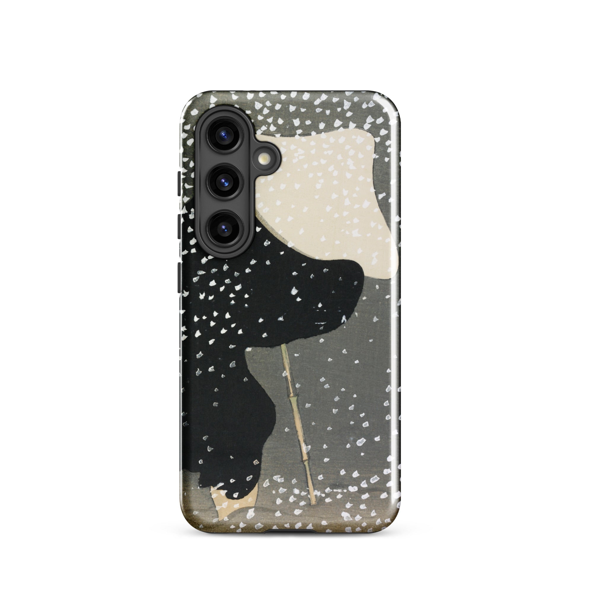 Snow Kamisaka Sekka Meiji Art Samsung Case, Galaxy S24 / Matte, Smartphone Black White Abstract Art Style Case Snowy Design